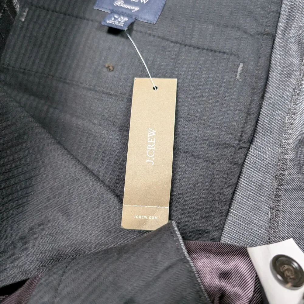 J. Crew Bowery Dress Pants Men's 38x32 Gray Slim Fit Wool Blend Business NWT